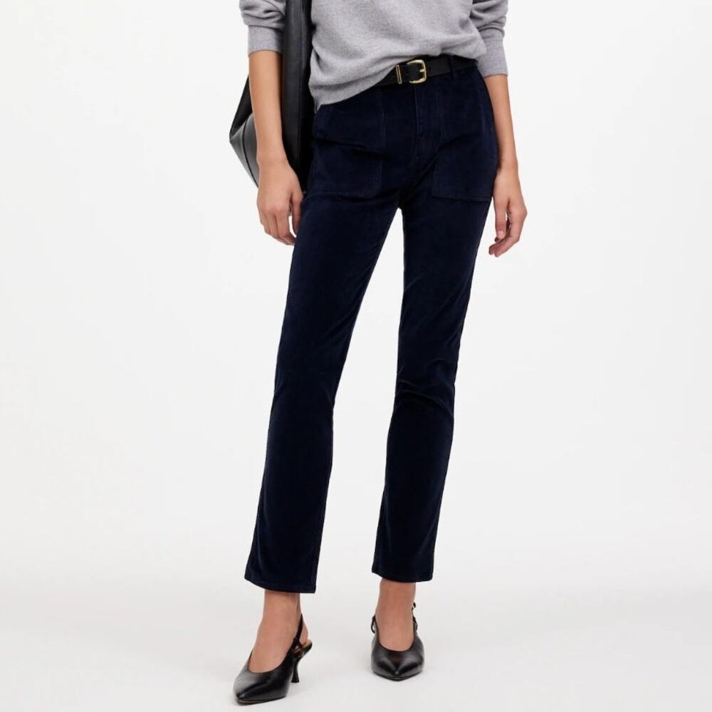 Madewell Slim Straight Utility Corduroy Pants Navy Blue Garment Dye Mid Rise 25 - Picture 1 of 12